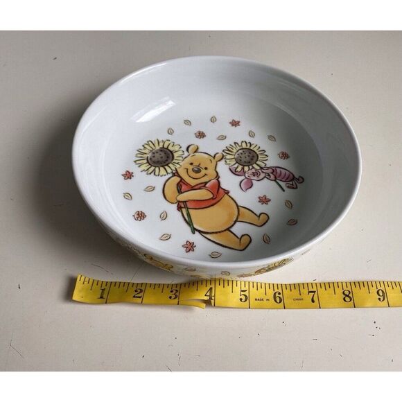 Set Of 2 Disney Winnie the Pooh Piglet Sunflower Dinner Pasta Dish Bowl Fall NEW - Picture 9 of 10